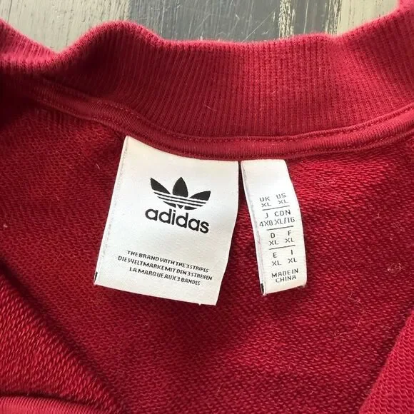 Adidas Vibrant Maroon Ribbed Zip Up Sweatshirt - Picture 3 of 8